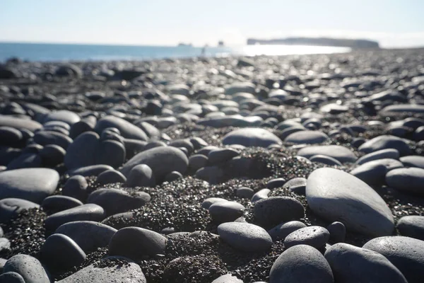 Pebbles Reynisfjara Black Beach Iceland — 图库照片