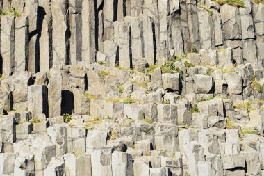 Basalt rocks at Reynisfjara Black Beach in Iceland - close-up