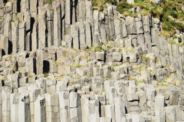 Basalt rocks at Reynisfjara Black Beach in Iceland - close-up