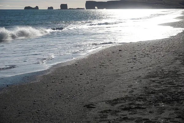 Reynisfjara Black Beach Iceland Close Waves — 图库照片