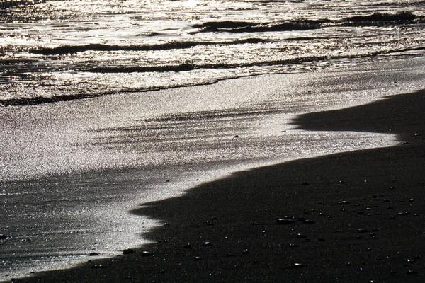 Reynisfjara Black Beach Iceland Close Waves — Fotografia de Stock