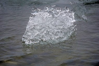 Block of ice melting in water