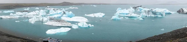 Jokulsarlon Παγετώδης Λιμνοθάλασσα Στην Ισλανδία Panorama — Φωτογραφία Αρχείου