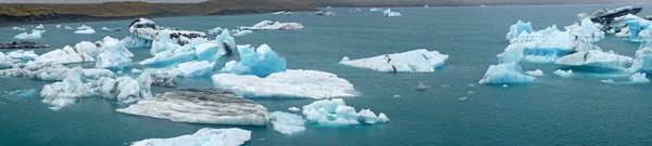 Йокулсарлон Льодовикова Лагуна Ісландії Панорама — стокове фото