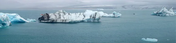 Jokulsarlon Παγετώδης Λιμνοθάλασσα Στην Ισλανδία Panorama — Φωτογραφία Αρχείου