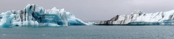 Jokulsarlon Παγετώδης Λιμνοθάλασσα Στην Ισλανδία Panorama — Φωτογραφία Αρχείου