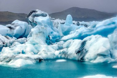 Floating ice floes at Jokulsarlon lagoon in Iceland