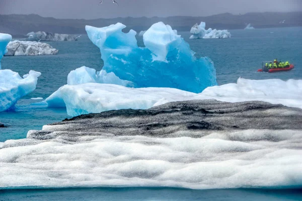 Ледовые Платформы Ледниковой Лагуне Йокульсарлон Исландии Самая Известная Туристическая Достопримечательность — стоковое фото