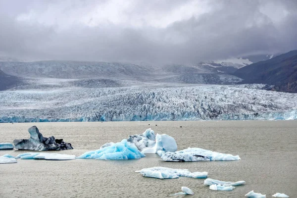 Fjallsarlon Iceberg Lagoon Iceland Glacier Ice Floes Mountains Hdr Photograph — Stockfoto