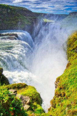 Gullfoss waterfall located in canyon on Hvita river, Iceland - hdr photograph
