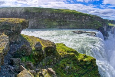 Gullfoss waterfall located in canyon on Hvita river, Iceland - hdr photograph