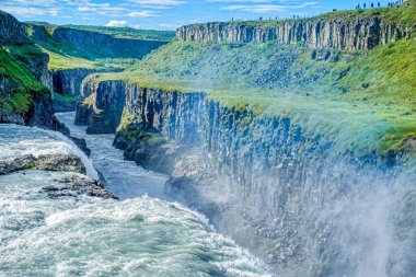 Gullfoss waterfall located in canyon on Hvita river, Iceland - hdr photograph