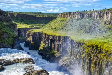 Gullfoss waterfall located in canyon on Hvita river, Iceland - hdr photograph