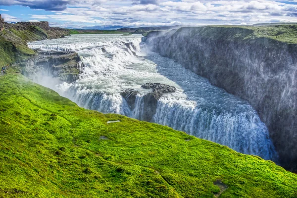 Gullfoss waterfall located in canyon on Hvita river, Iceland - hdr photograph