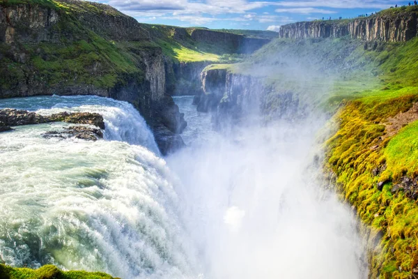 Gullfoss waterfall located in canyon on Hvita river, Iceland - hdr photograph