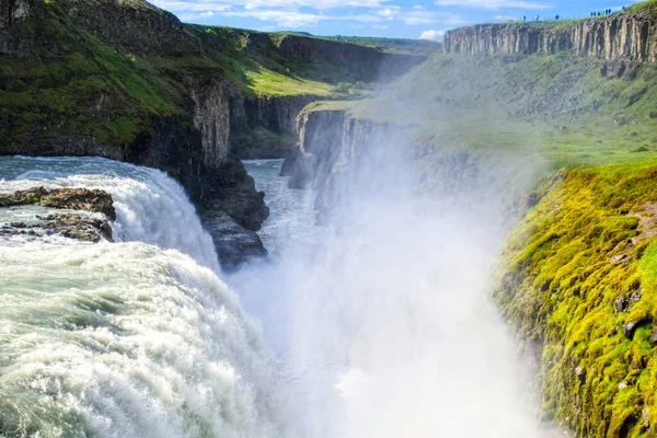 Gullfoss Waterfall Located Canyon Hvita River Iceland Hdr Photograph — Stok Foto