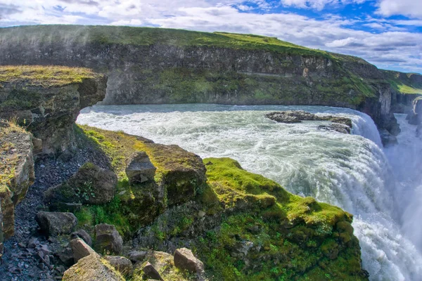 Gullfoss Waterfall Located Canyon Hvita River Iceland Hdr Photograph — Stock Photo, Image