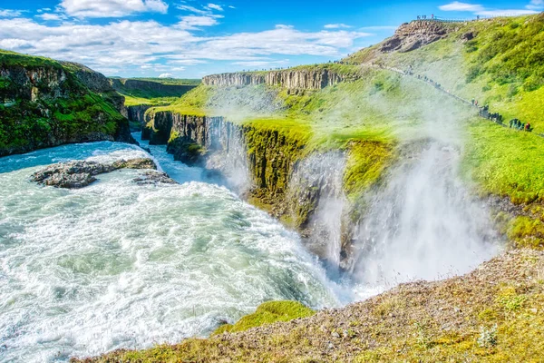Gullfoss waterfall located in canyon on Hvita river, Iceland - hdr photograph