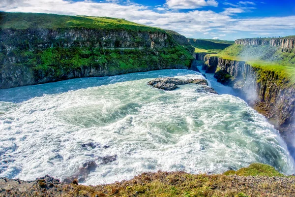 vwaterfall located in canyon on Hvita river, Iceland - hdr photograph