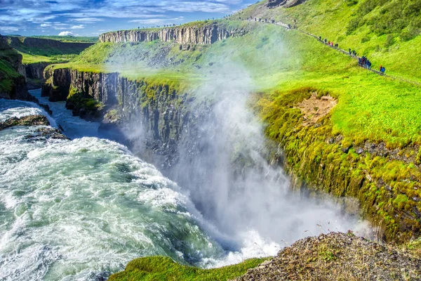 Gullfoss Waterfall Located Canyon Hvita River Iceland Hdr Photograph — Stockfoto