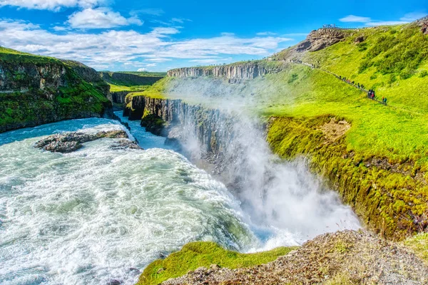 Gullfoss waterfall located in canyon on Hvita river, Iceland - hdr photograph