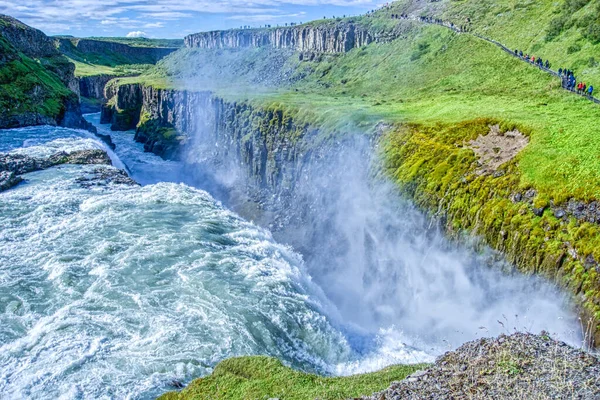 Gullfoss waterfall located in canyon on Hvita river, Iceland - hdr photograph