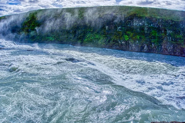 Gullfoss waterfall located in canyon on Hvita river, Iceland - hdr photograph