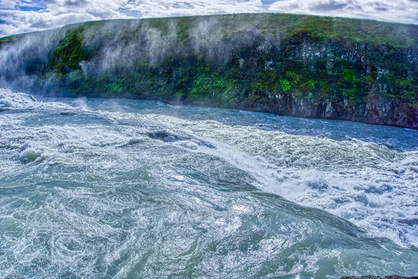 Gullfoss Waterfall Located Canyon Hvita River Iceland Hdr Photograph — Zdjęcie stockowe