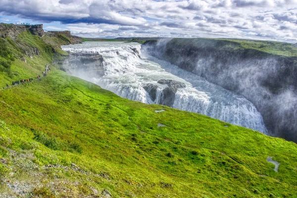 Gullfoss waterfall located in canyon on Hvita river, Iceland - hdr photograph