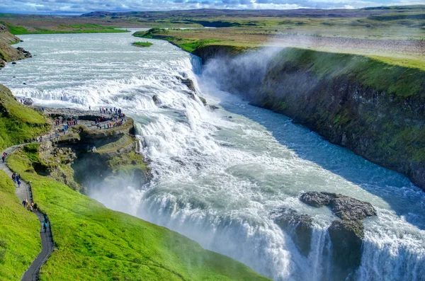 Gullfoss waterfall located in canyon on Hvita river, Iceland - hdr photograph