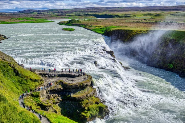 Gullfoss waterfall located in canyon on Hvita river, Iceland - hdr photograph