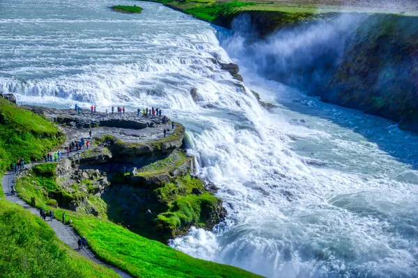 Gullfoss waterfall located in canyon on Hvita river, Iceland - hdr photograph