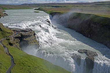 Gullfoss waterfall located in canyon on Hvita river, Iceland