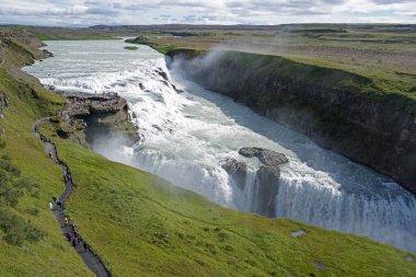 Gullfoss waterfall located in canyon on Hvita river, Iceland