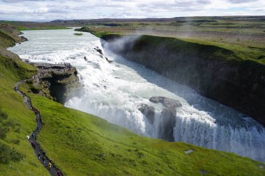 Gullfoss waterfall located in canyon on Hvita river, Iceland