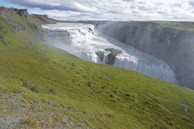 Gullfoss waterfall located in canyon on Hvita river, Iceland