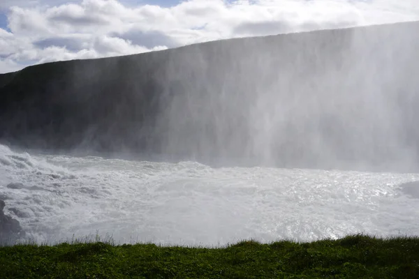 Splash Droplets Water Mist Καταρράκτης Gullfoss Στην Ισλανδία — Φωτογραφία Αρχείου