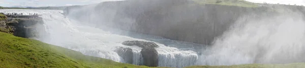 Gullfoss Waterfall Iceland Panorama — Stockfoto