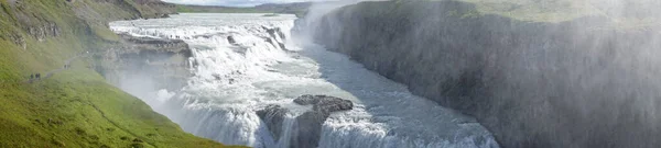 Gullfoss Waterfall Iceland Panorama — Photo