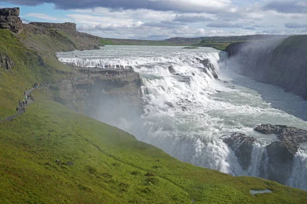 Gullfoss Waterfall Located Canyon Hvita River Iceland — Stok fotoğraf