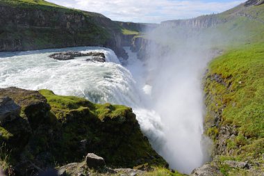 Gullfoss waterfall located in canyon on Hvita river, Iceland