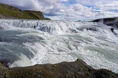 Gullfoss waterfall located in canyon on Hvita river, Iceland