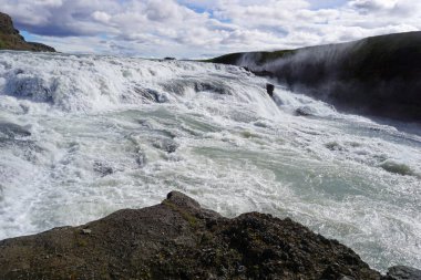Gullfoss waterfall located in canyon on Hvita river, Iceland