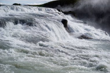 Gullfoss waterfall located in canyon on Hvita river, Iceland