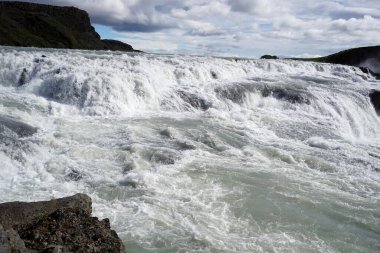 Gullfoss waterfall located in canyon on Hvita river, Iceland