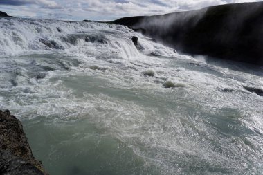 Gullfoss waterfall located in canyon on Hvita river, Iceland