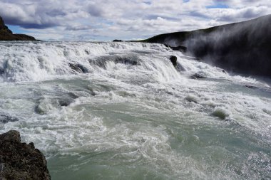 Gullfoss waterfall located in canyon on Hvita river, Iceland