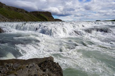 Gullfoss waterfall located in canyon on Hvita river, Iceland