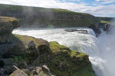 Gullfoss waterfall located in canyon on Hvita river, Iceland