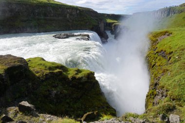 Gullfoss waterfall located in canyon on Hvita river, Iceland